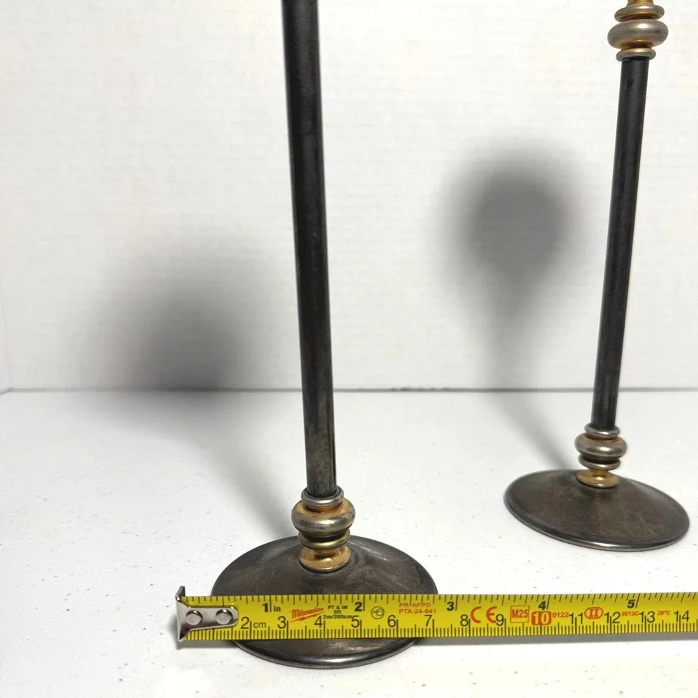 Vintage Italian Silverplate Taper Candle Holders Italy Mid Century Modern 8.5